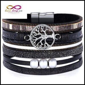 Tree of Life Leather Wrap Bracelet, Bohemian Jewelry, Infinity Love Symbol